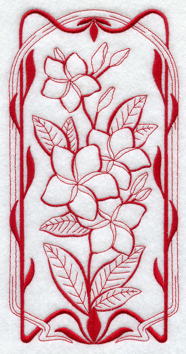 Art Nouveau Frangipani (Redwork)