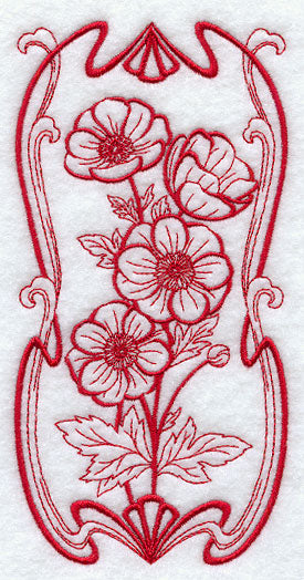 Art Nouveau Anemone (Redwork)