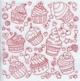 Cupcake Medley (Redwork)