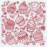 Cupcake Medley (Redwork)