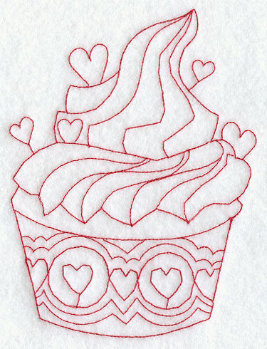 Cupcake 1 (Redwork)