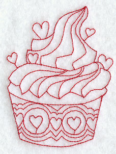 Cupcake 1 (Redwork)