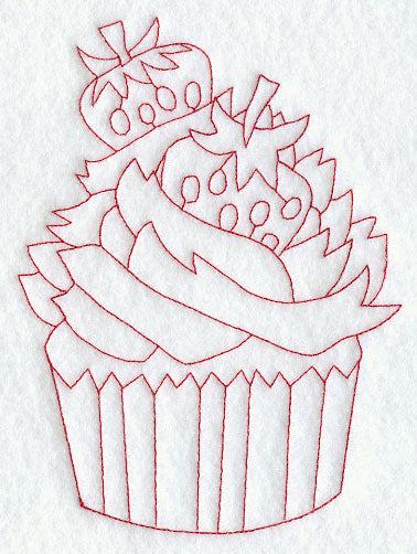 Cupcake 3 (Redwork)