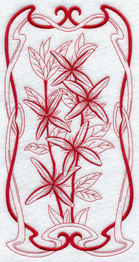 Australian Art Nouveau Old Man's Beard (Redwork)