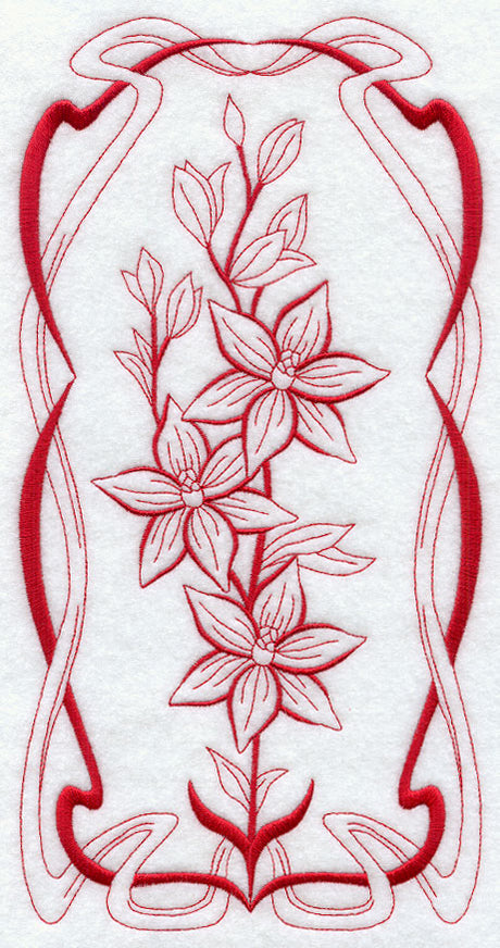 Australian Art Nouveau Scented Sun Orchid (Redwork)