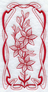 Australian Art Nouveau Scented Sun Orchid (Redwork)