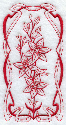 Australian Art Nouveau Scented Sun Orchid (Redwork)