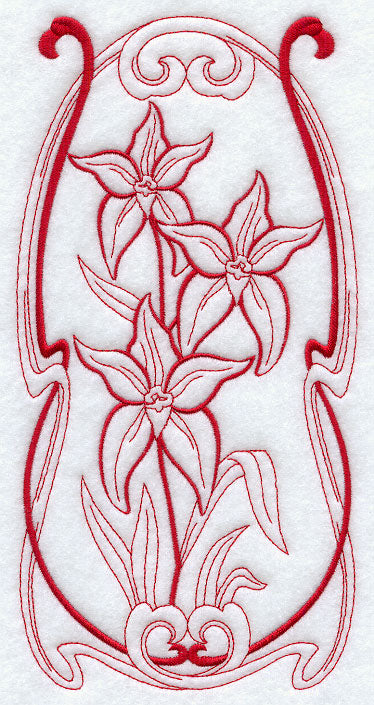 Australian Art Nouveau Cowslip Orchid (Redwork)