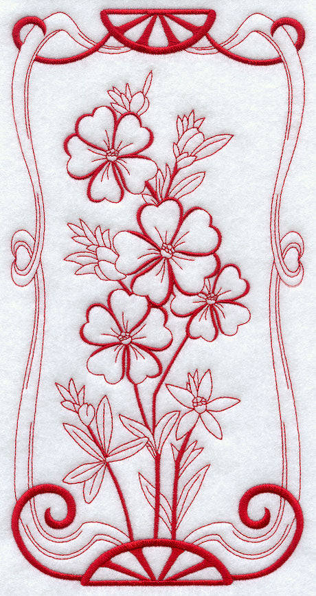 Australian Art Nouveau Guinea Flowers (Redwork)