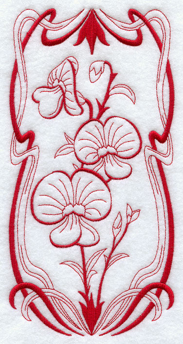 Australian Art Nouveau Flame Peas (Redwork)