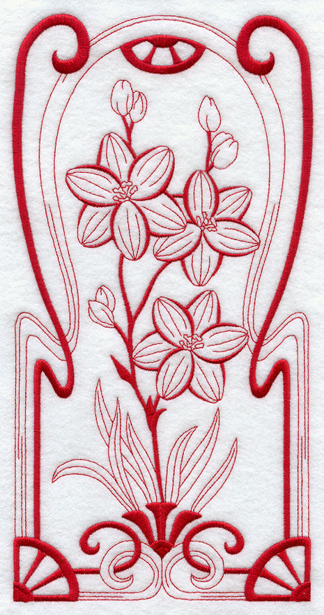 Australian Art Nouveau Blue Squill (Redwork)