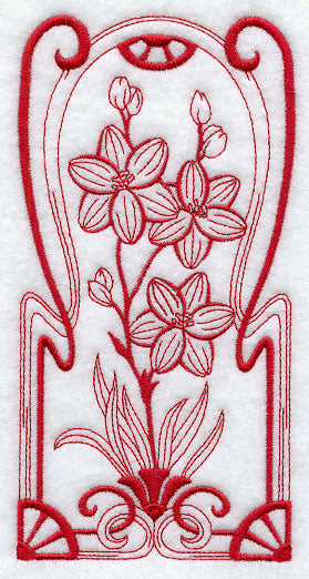 Australian Art Nouveau Blue Squill (Redwork)