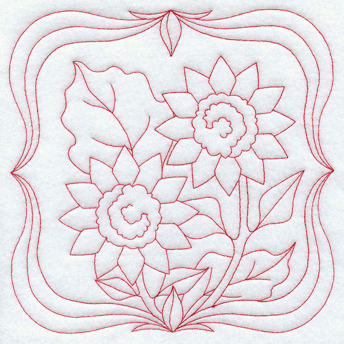 Sunflowers (Redwork)