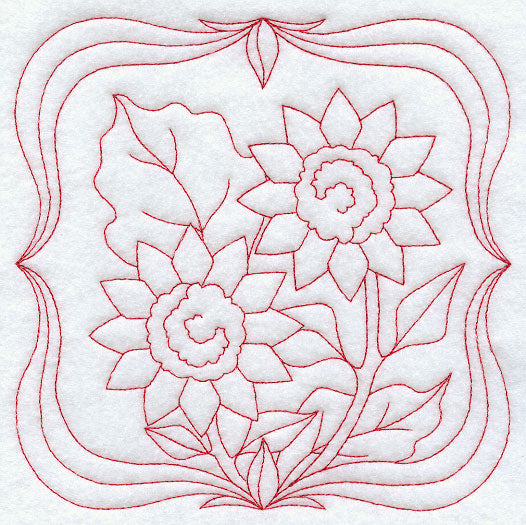 Sunflowers (Redwork)