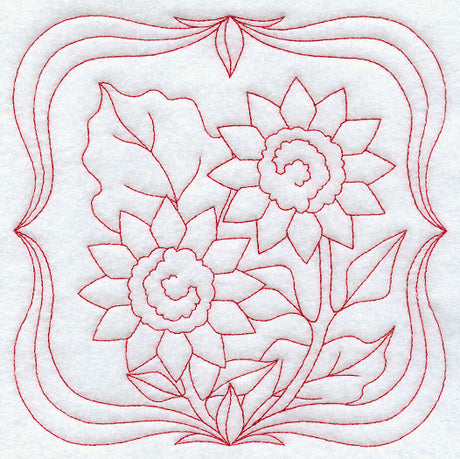 Sunflowers (Redwork)