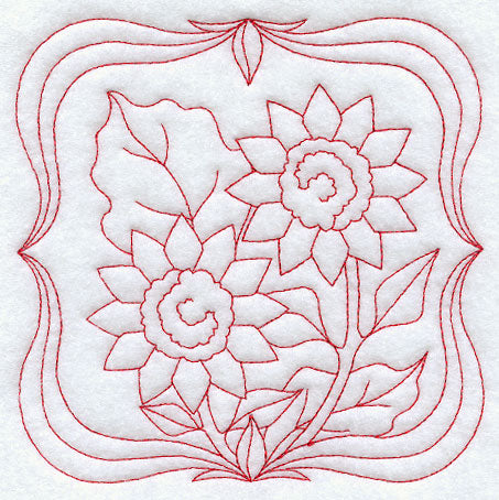 Sunflowers (Redwork)