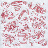 Teacup Medley (Redwork)