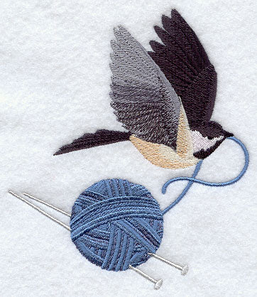 Soaring Chickadee with Knitting Needles