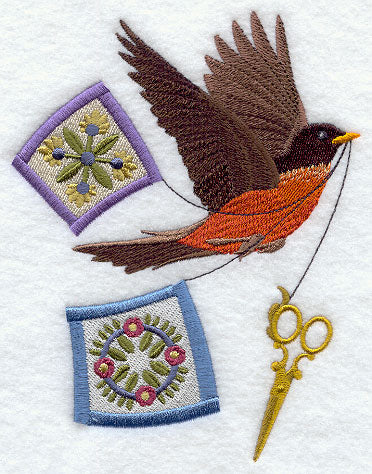 Soaring Robin with Quilt Blocks