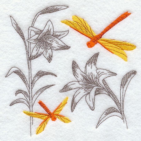 Chinoiserie Dragonflies and Lilies