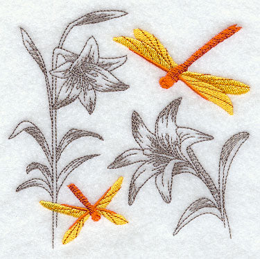 Chinoiserie Dragonflies and Lilies