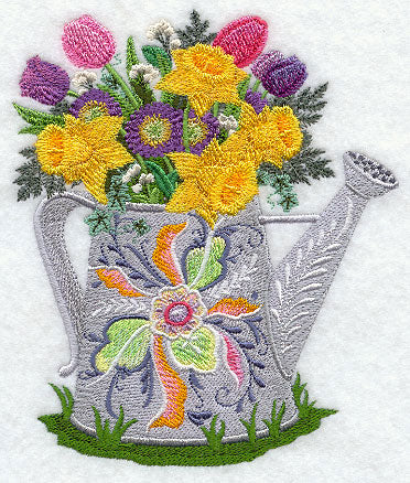 Rosemaling Watering Can with Flowers