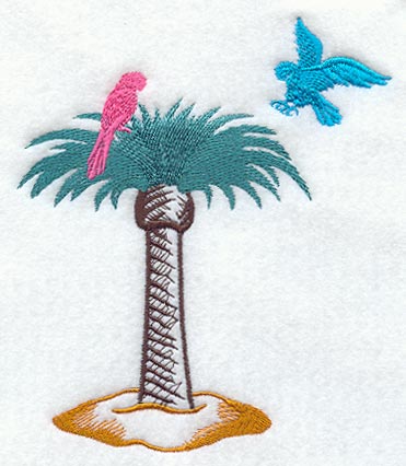 Parrots & Palm Tree