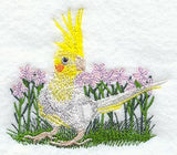 Pied Cockatiel and Flowers
