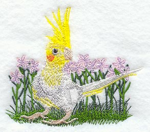 Pied Cockatiel and Flowers