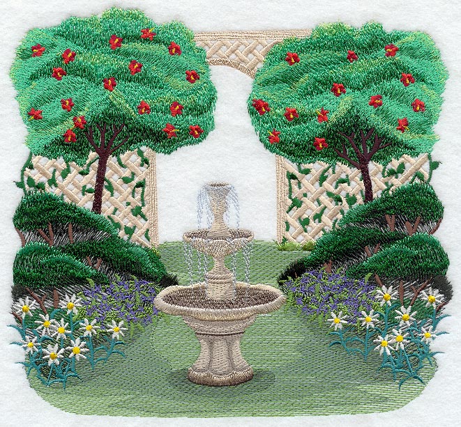 Garden Fountain Scene