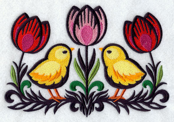 Wycinanki Chicks and Tulips