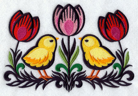 Wycinanki Chicks and Tulips