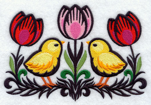 Wycinanki Chicks and Tulips