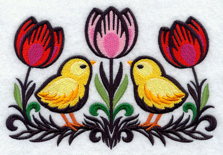 Wycinanki Chicks and Tulips