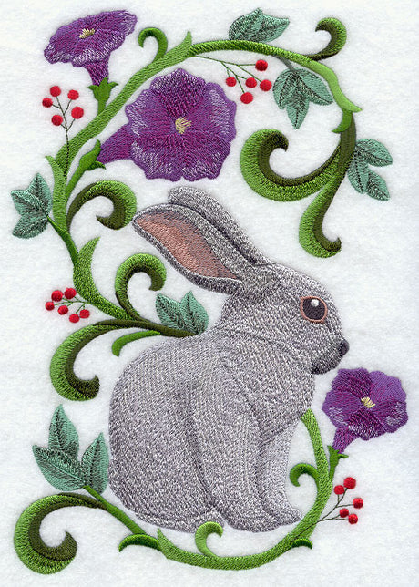 Rabbit in Flowers - Champagne D'Argent