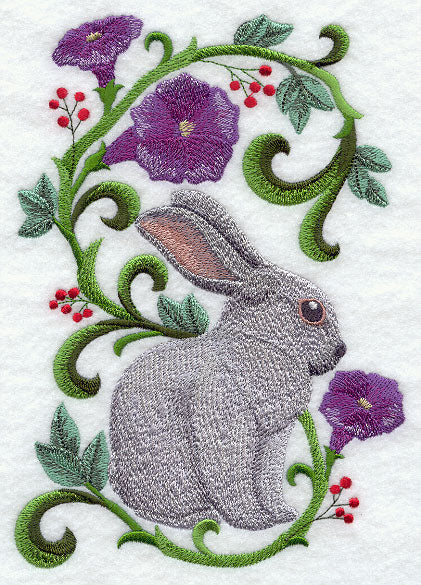 Rabbit in Flowers - Champagne D'Argent