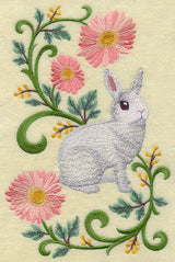 Rabbit in Flowers - Dwarf Hotot