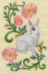 Rabbit in Flowers - Dwarf Hotot
