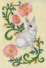 Rabbit in Flowers - Dwarf Hotot
