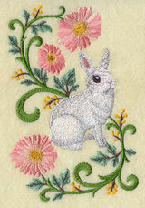 Rabbit in Flowers - Dwarf Hotot
