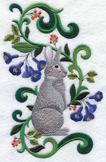 Rabbit in Flowers - Standard Chinchilla