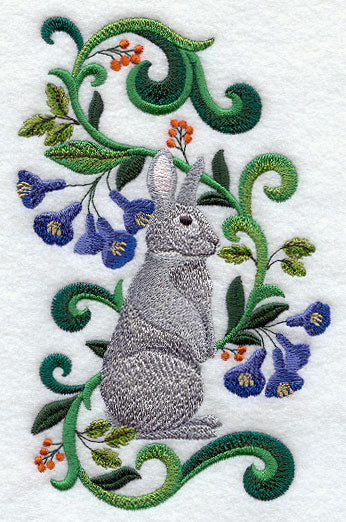 Rabbit in Flowers - Standard Chinchilla