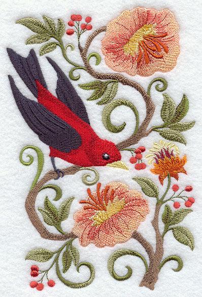 Scarlet Tanager in Flowers