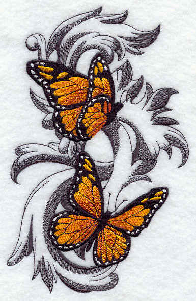 Monarch Butterflies with Baroque Background