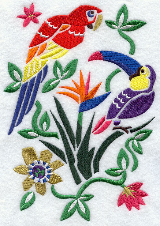 Tropical Bird Woodcut