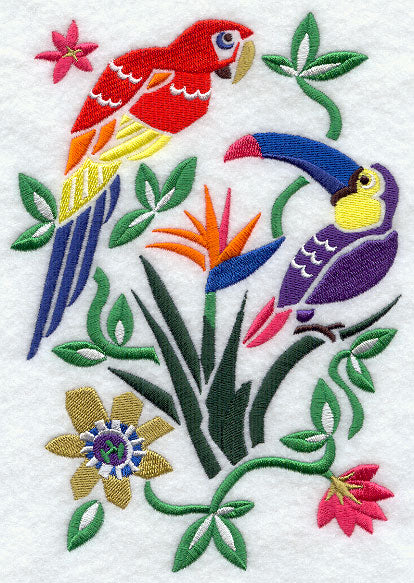 Tropical Bird Woodcut