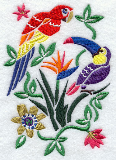 Tropical Bird Woodcut