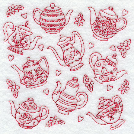 Teapot Medley (Redwork)