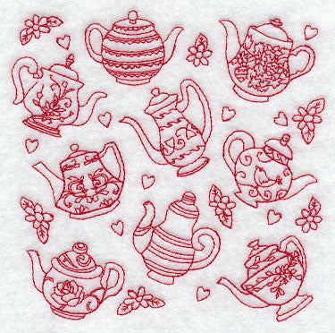 Teapot Medley (Redwork)