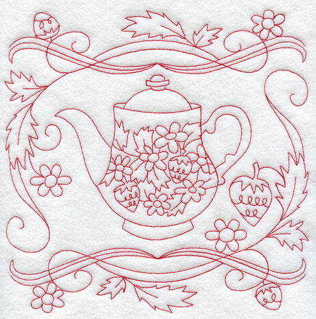 Teapot 3 (Redwork)